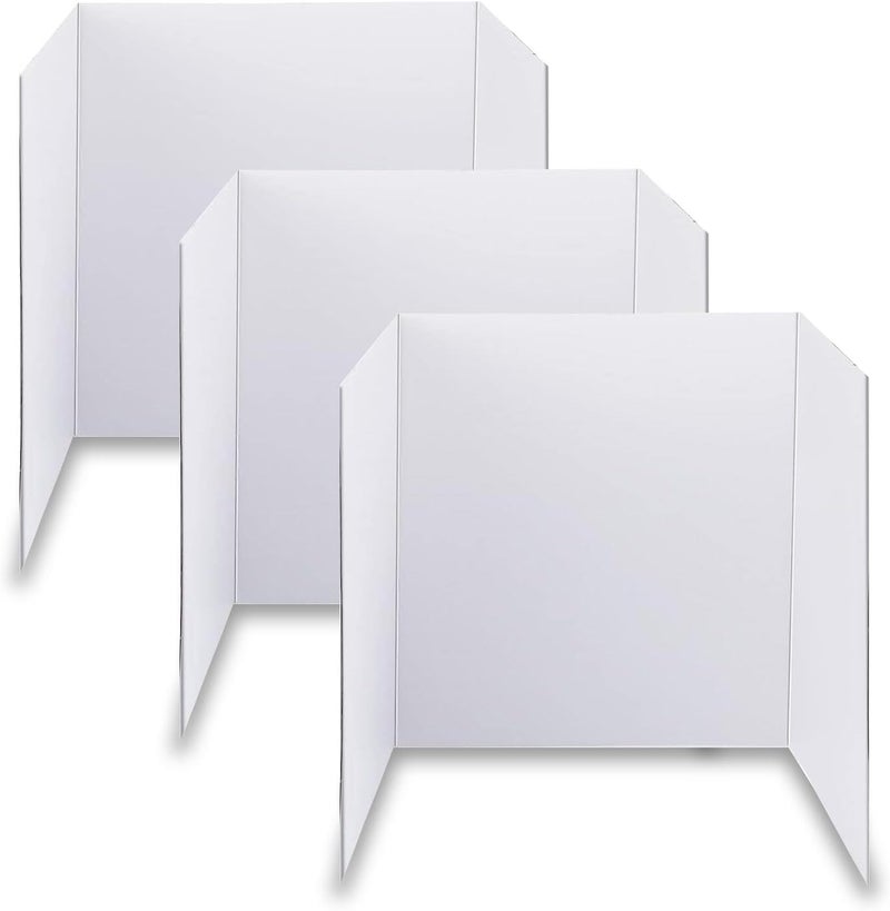 LonlyEagle 3 pcs Small White Tri-Fold Display Boards, 21 x 14 Inches Corrugated Trifold Poster Boards for School Projects, Science Fairs, Business Presentations and Exhibitions - Image 1